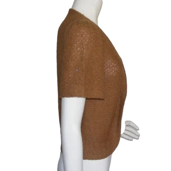 ANDEAN SUN Alpaca Sweater Top, L, Open front, Short sleeves, Textured, Cardigan - Picture 7 of 10